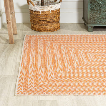 Chevron Modern Concentric Squares Indoor/outdoor Area Rug